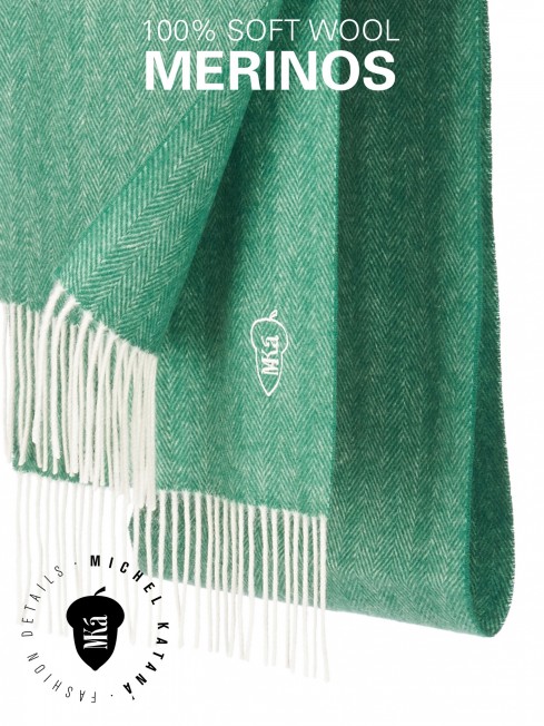 KINTORE-VERT, длиный ШАРФ из мягчайшей шерсти MERINOS из пряжи средней тяжести, однотонная коллекционная линия UNITON-PLURALISM (Много-гранности) FHs.W220_VN-2051/55.VERT
